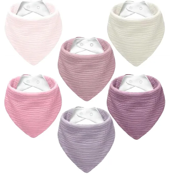 Pack de 6 babetes bandana em musselina de algodão NISXABEBE