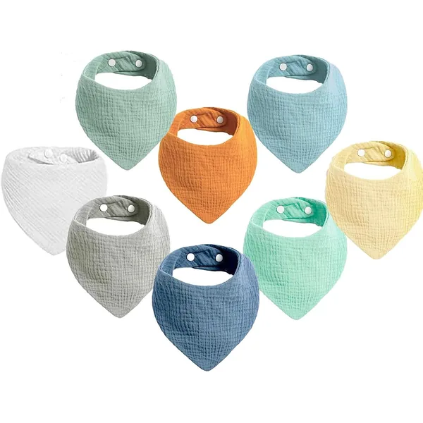 Pack de 8 babetes de algodão de dupla camada SLOSH