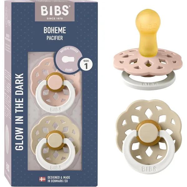 Pack de 2 chupetas BIBS em borracha natural com design dinamarquês