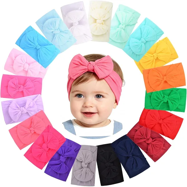Pack de 20 tiaras elásticas de nylon com laços Jollybows