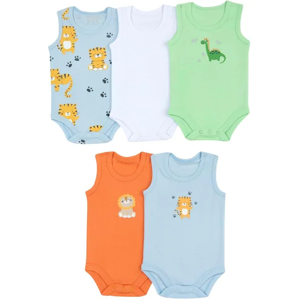 Pack de 5 bodies orgânicos de manga curta e longa Pré Natal