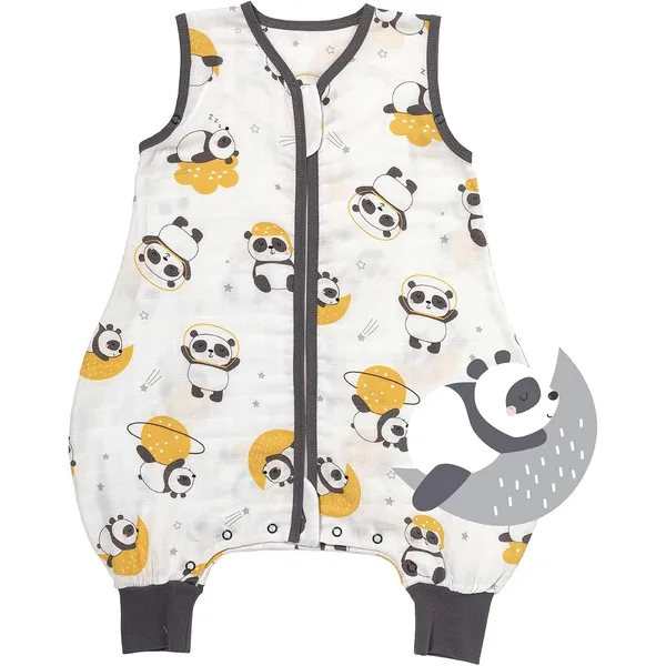 Saco de dormir de verão Slumbersac 0,5 TOG em musselina com padrão de panda