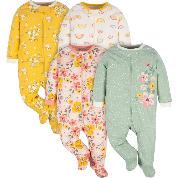 Pack de 4 pijamas com pés em algodão Gerber
